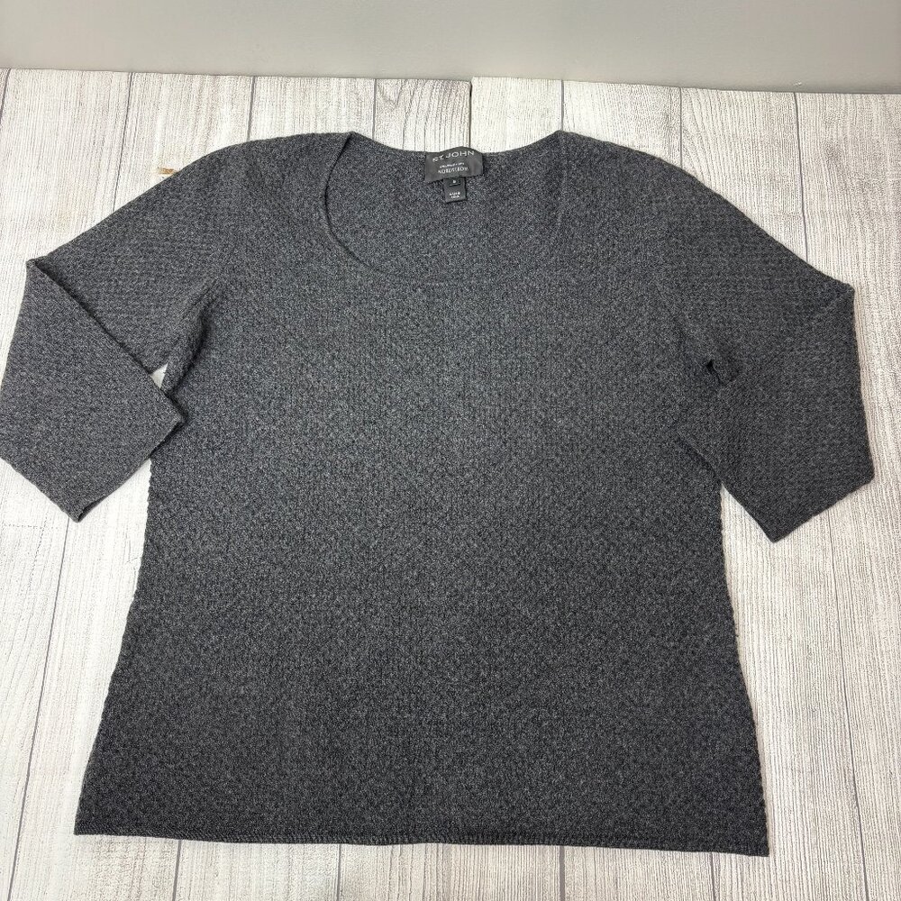 St John for Nordstrom Gray 100% Cashmere Knit Sweater Size Medium *Flaws